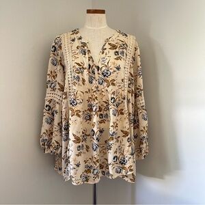 American Eagle Outfitters Beige floral boho top preowned size XL